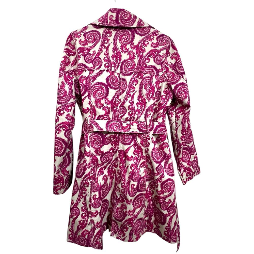 Merona Trench Coat Womens Large Pink Cream Water Repellent Belted - Picture 2 of 8